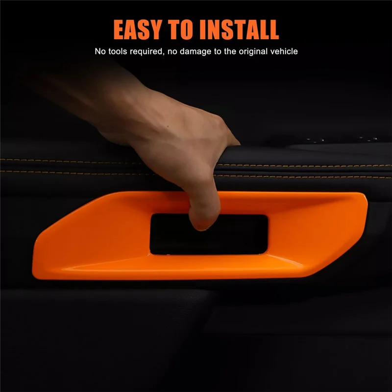 BB-フォードレンジャー 2023 2024 車のドアアームレストカバーフレームトリムインテリアアクセサリーオレンジ