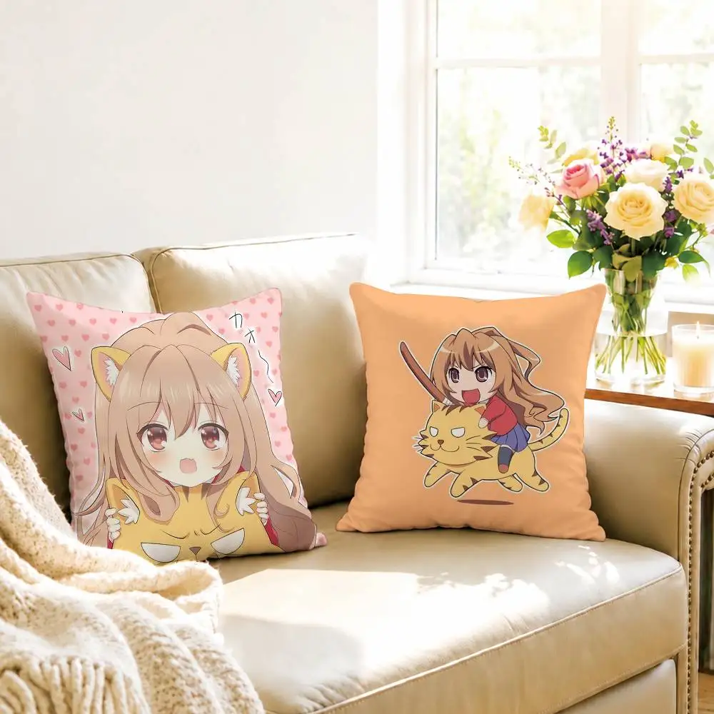 A-Anime Toradora Taiga Aisaka Pillow Case Square Double-Sided Sofa Cushion Cover Bedroom Bedside Pillow Gift