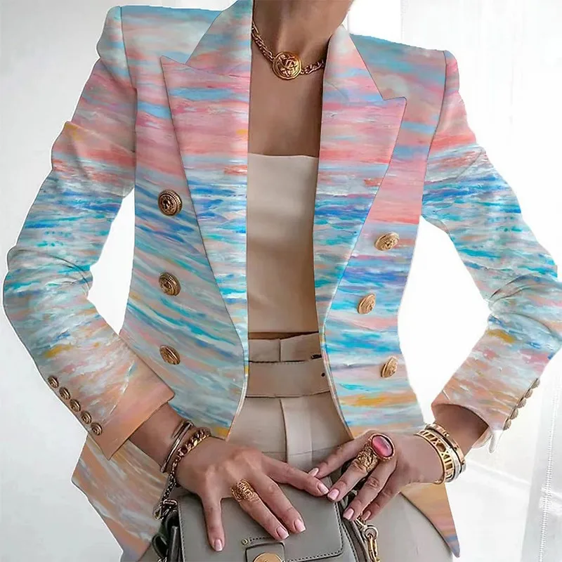 Veste slim imprimée pour femme, vêtements décontractés, petite veste moulante, mode automne et hiver, 2023