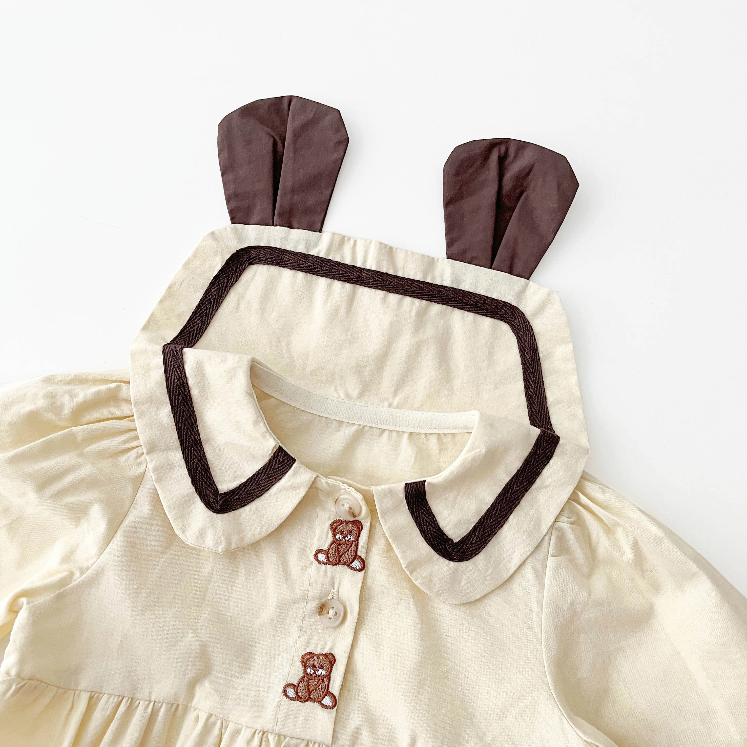 Autumn And Spring Newborn Infant Baby Girls Cotton Romper Long-sleeved Cartoon Bear Kids Onepiece Fashion Baby Clothing