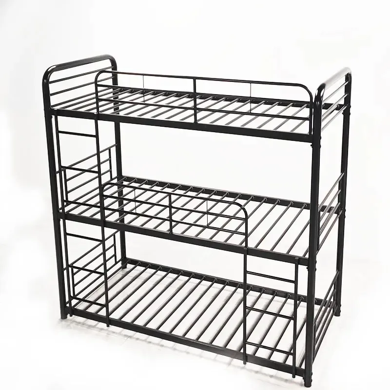 Factory Price Triple Bunk Bed Trundle Space-Saving Metal Design Extendable Foldable Features for Kids Adults Small Apartments