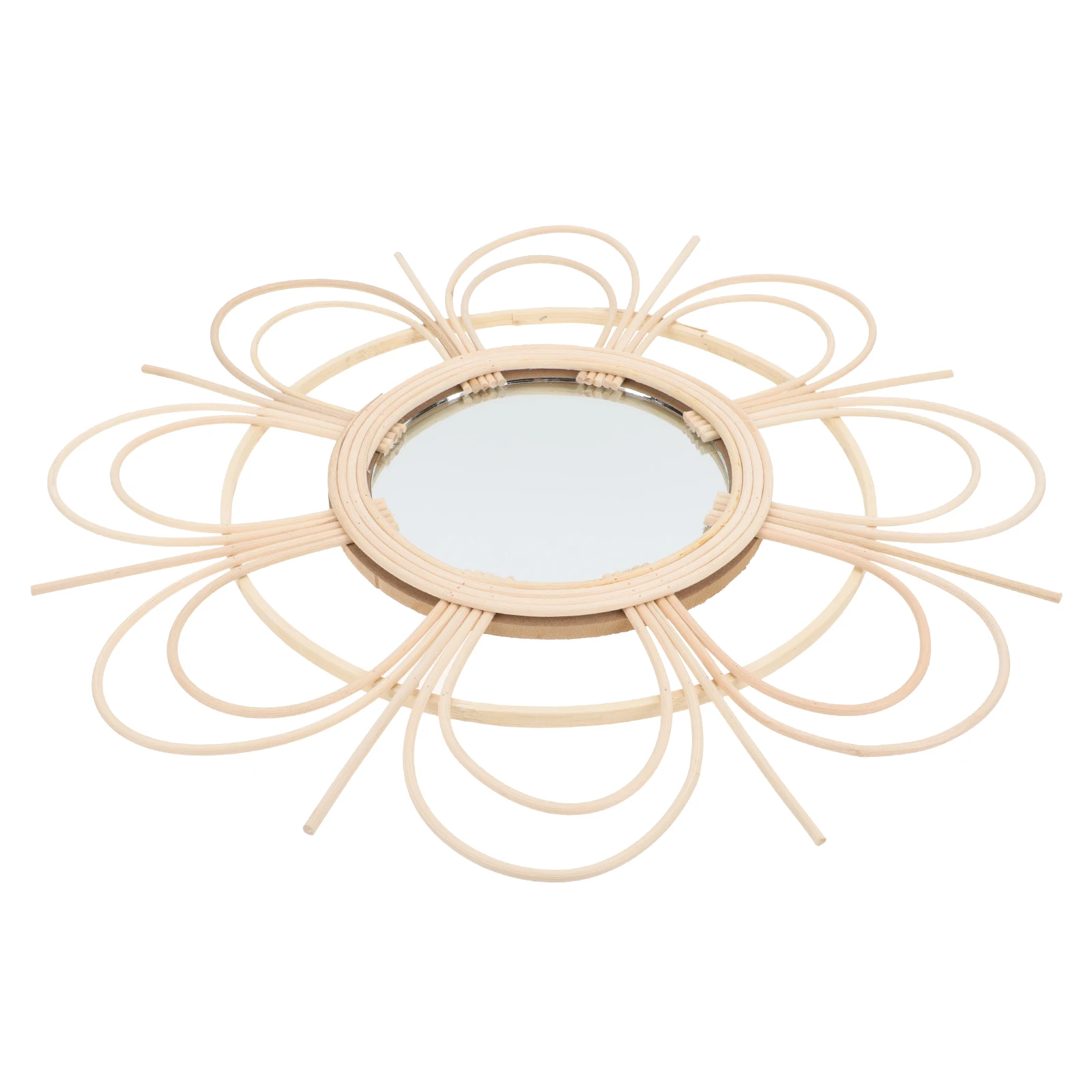 

Rattan Decorative Mirror Woven Wall Mount Hanging Mirrors Vintage Home Decor Bedroom Living Room Office Hallway Wooden Glass