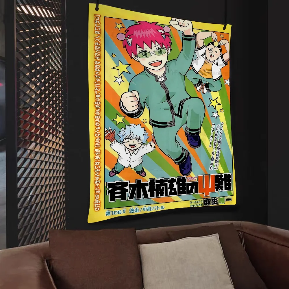 Anime Saiki Kusuo Printed Large Wall Tapestry Wall Hanging Decoration Household Decor Blanket