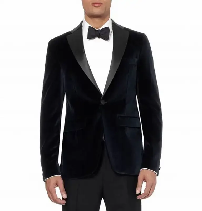 Men\'s Black Velvet Blazer One Button Notch Lapel Coat for Banquet Dinner Wedding Formal Business Tuxedos Blazer Jacket