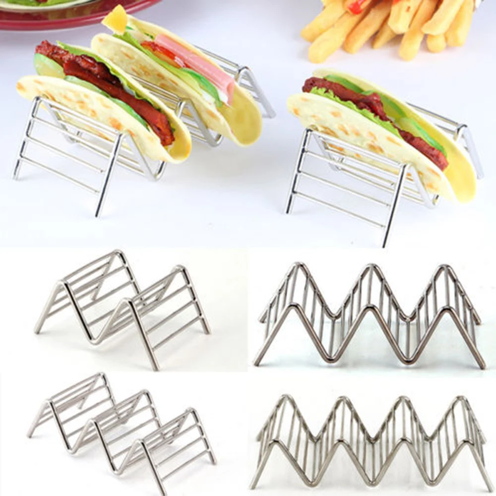 Wave Shape Stainless Steel Taco Holders Mexican Food Rack Pizza Tool Restaurant Food Show Kitchen Pie Tools Bakeware