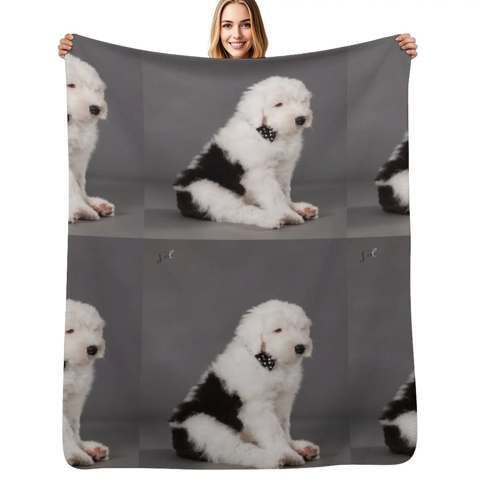 Old English Sheepdog Throw Blanket Cozy Napping Blanket Gift for Mom Dad