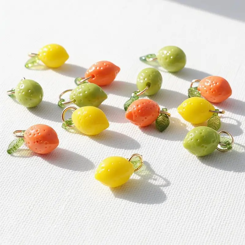 ★▲Small Acrylic Fruit Lemon Charms Transparent Cute DIY Pendants for Handmade Jewelry Bracelet Earring Craft Supplies