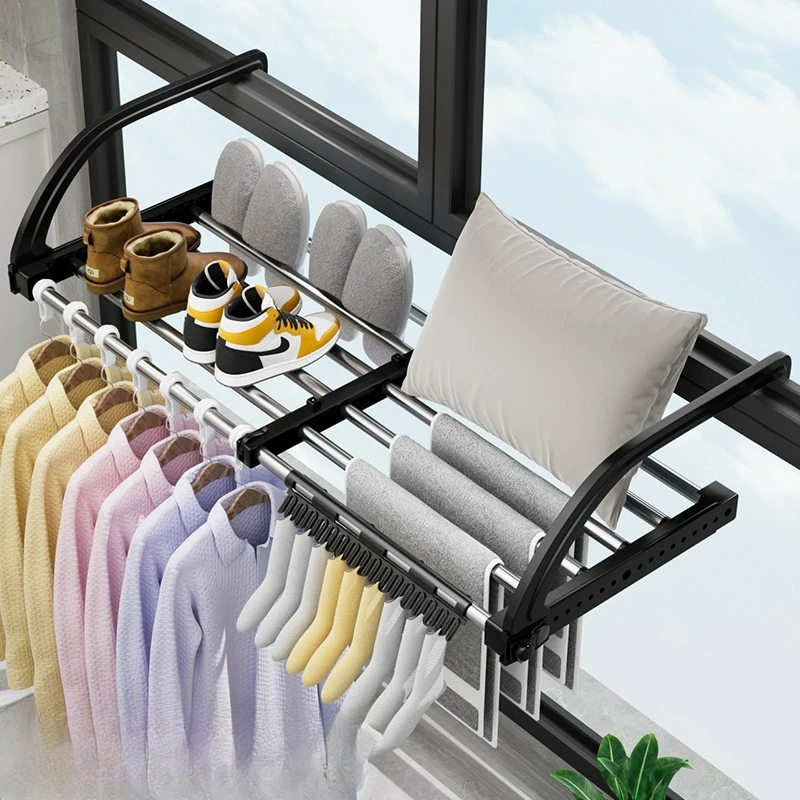 

Balcony Sock Drying Shoe Rack Window Heater Drying Clothes and Shoes Windowsill Sandal Rack Window Hooks Guardrail Wholesale