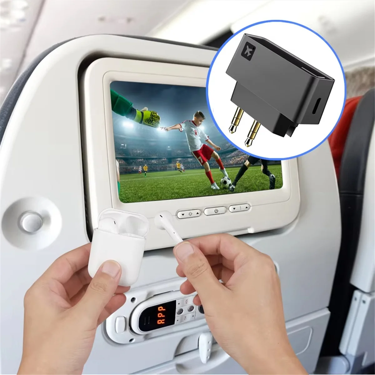 POP-lAK3046E Pro Беспроводной адаптер Bluetooth 5.0 для самолета, с Aptx HD/LL/адаптивным передатчиком для Airpods,