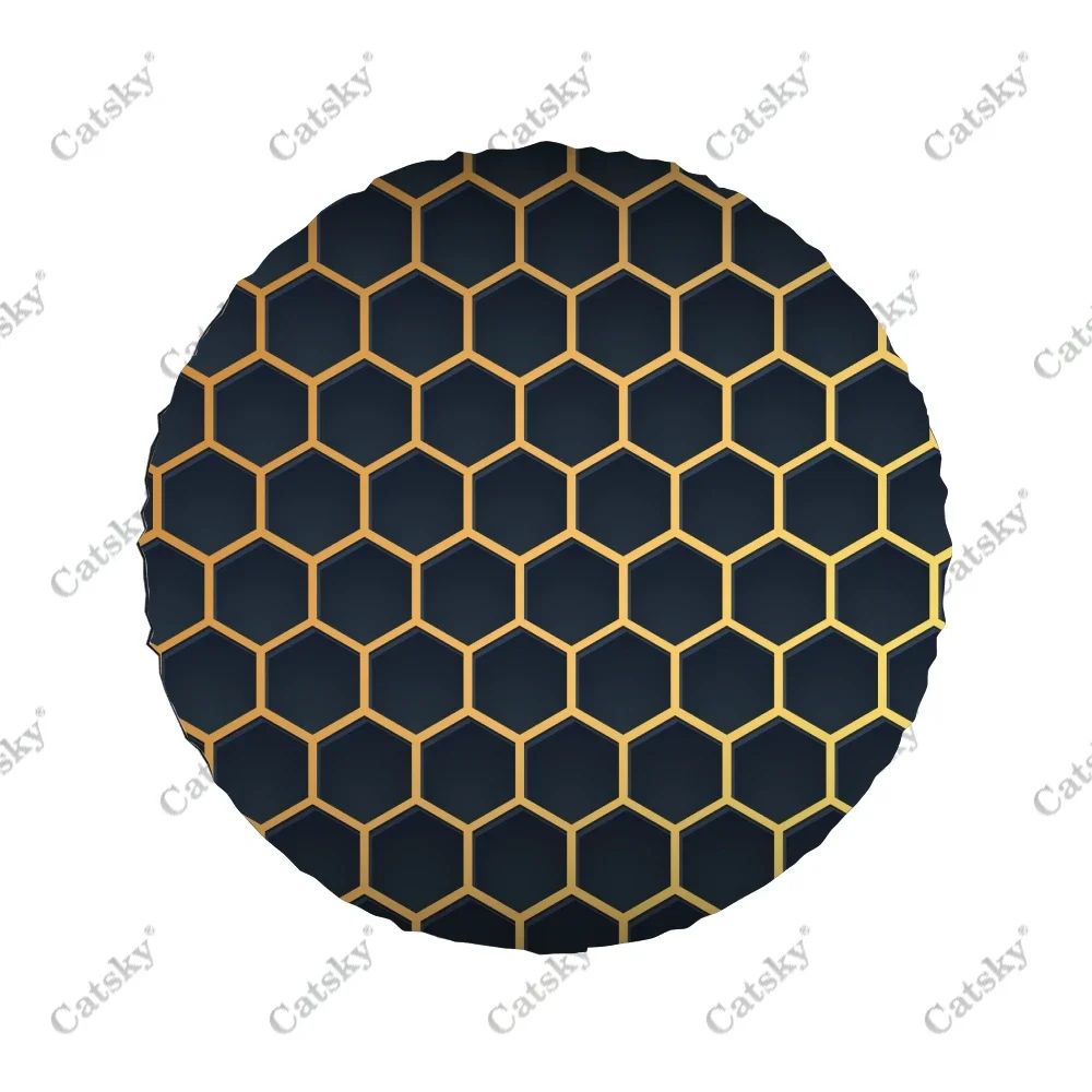 Hexagon Gradient Line Polyester Universal Spare Wheel Tire Cover Custom Tire-Covers for Trailer RV SUV Truck Camper