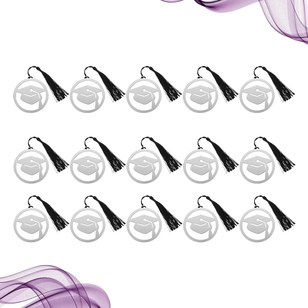 

15Pcs Graduation Hat Bookmarks Creative Metal Tassel Page Markers for Students Readers Graduates Gifts Style Book Label