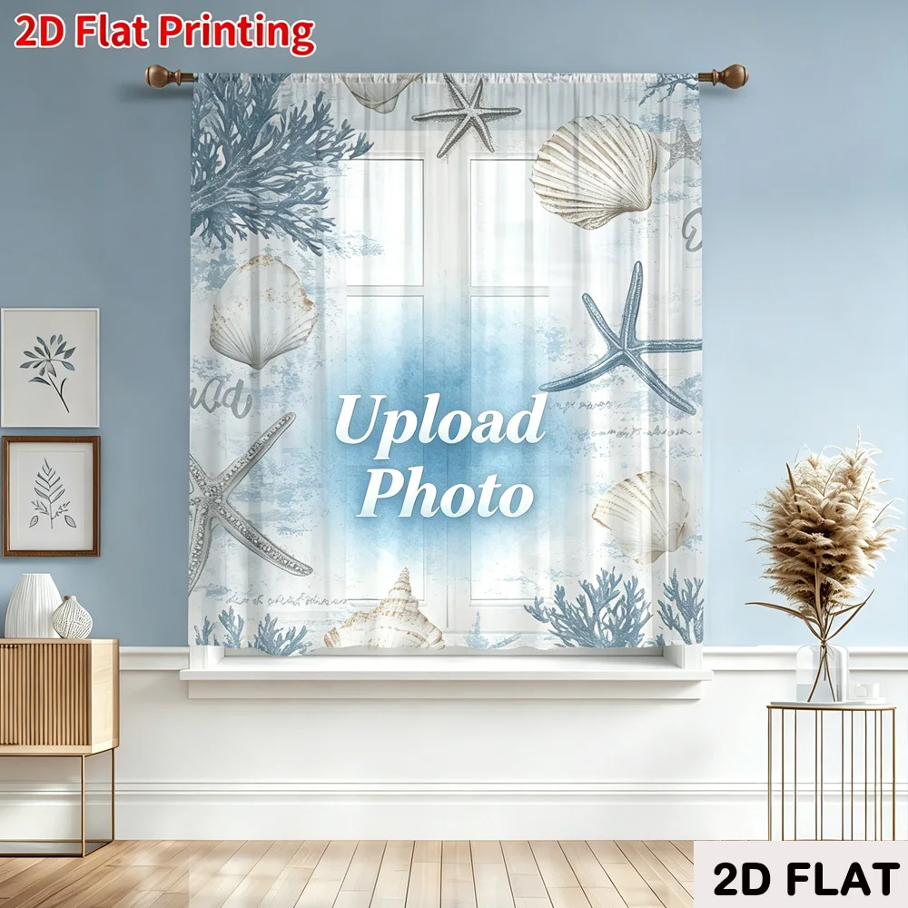 Custom 1pc Sheer Curtains, Personalize Colorful Print Rod Curtains, Semi-Transparent Sheer Drapes Home Decor, Room Curtains