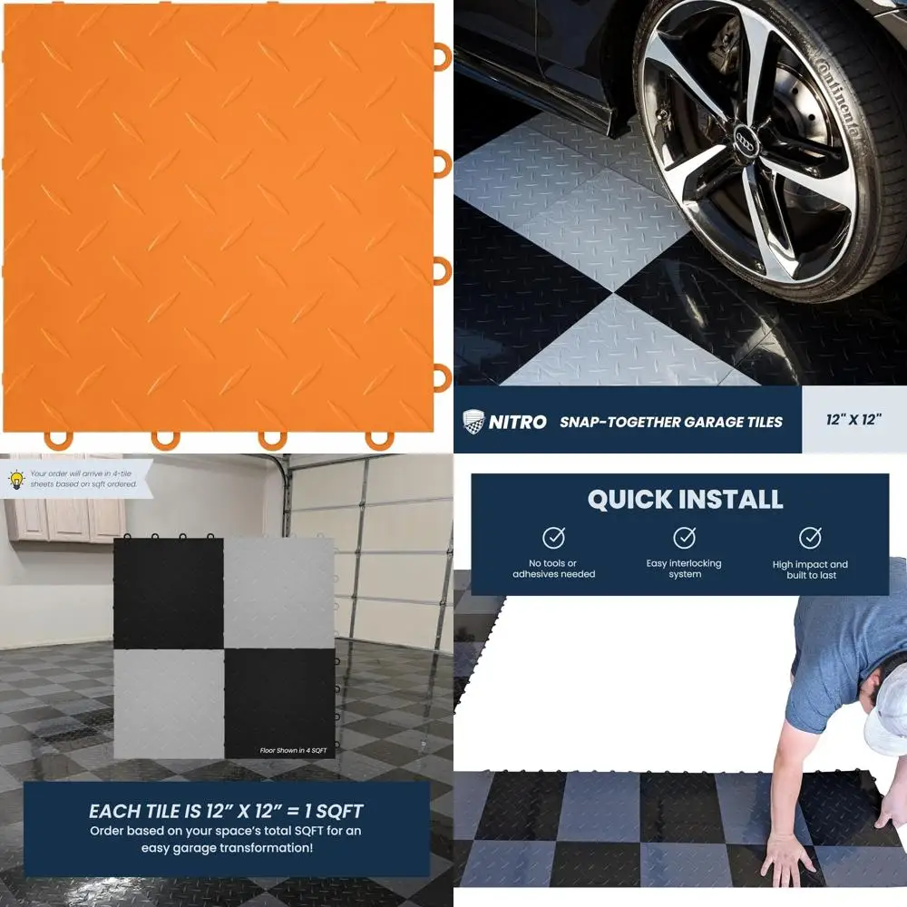 Piastrelle per garage in plastica ad incastro 12x12 antiscivolo per installazione semplice, organizzazione e stabilità del garage