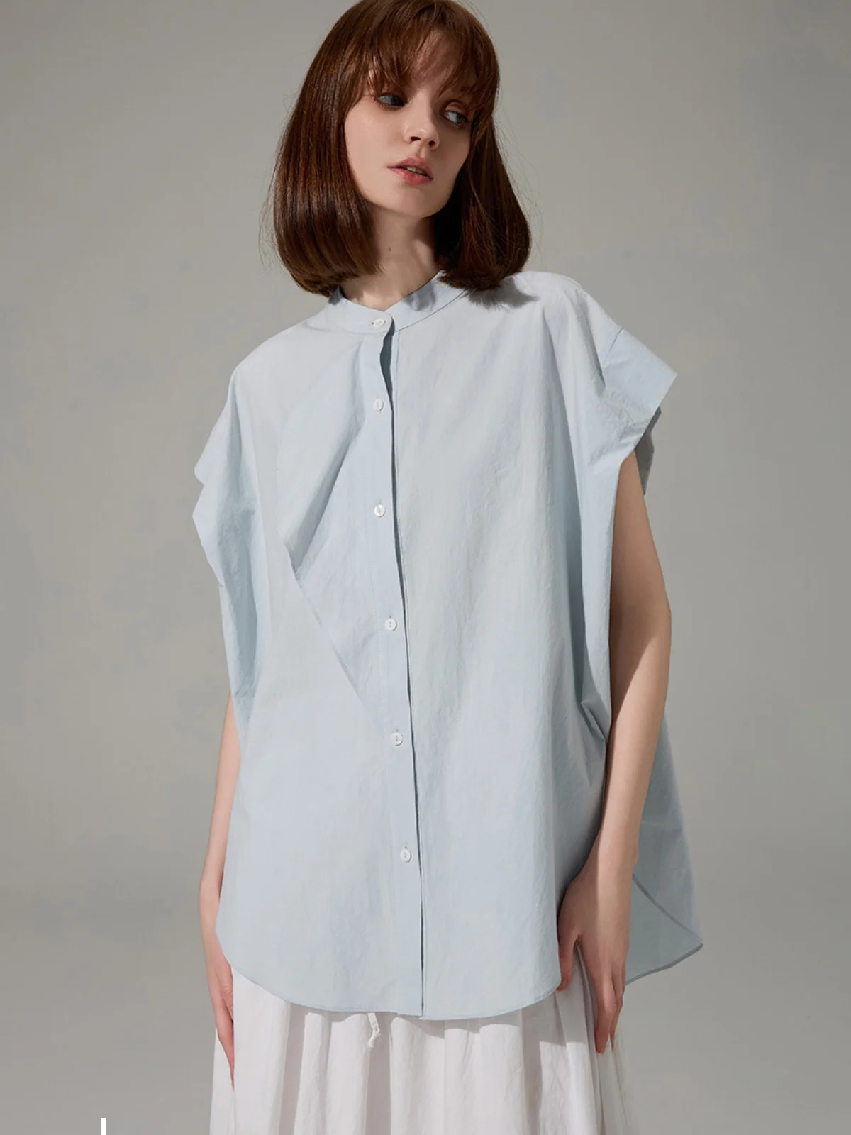 

Асимметричное хлопковое платье для женщин на весну-лето с воротником-стойкой, простое повседневное платье для работы и прогулок