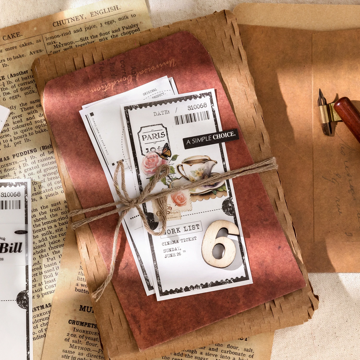 TIANZI 50 Sheets Retro Simple INS Message Notes Material Paper Memo Pad Creative DIY Journal Collage Scrapbook Decor Stationery