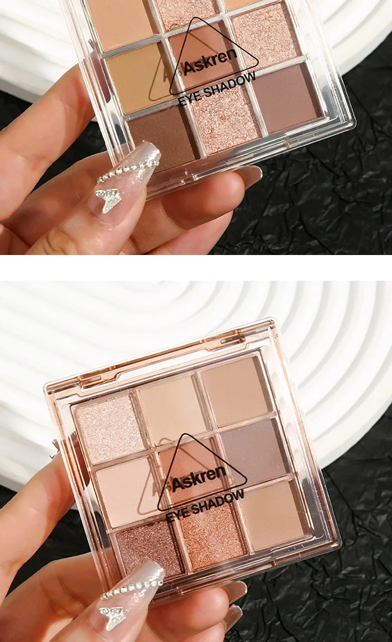 Paleta Cieni do Powiek Taro Nine-Color, Perłowe Brokatowe, Długotrwałe, Złociste Odcienie, Paleta w Stylu Pałacowym do Makijażu dla Kobiet, Uroda