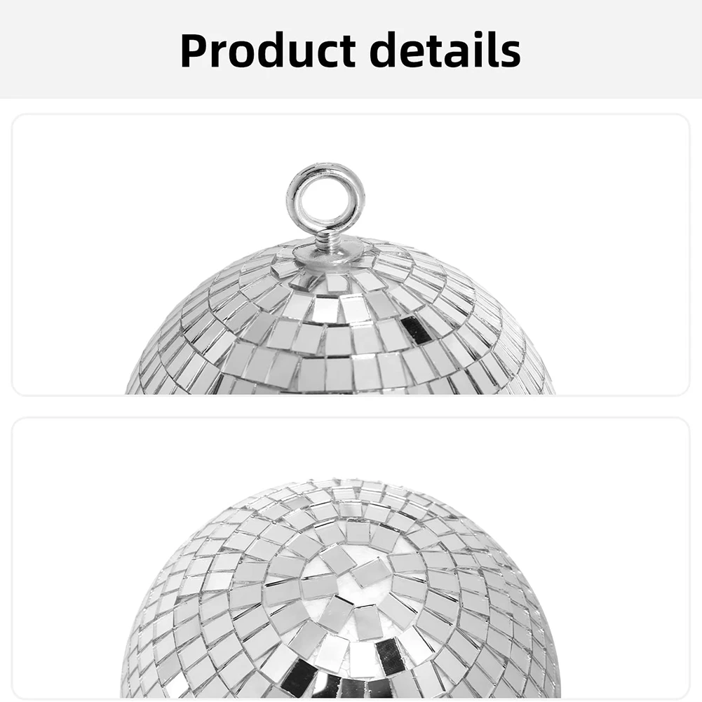 30cm Disco Light Mirror Ball Stage Reflective Party Mirror Balls Silver with Hanging Rings for Dance Birthday Home