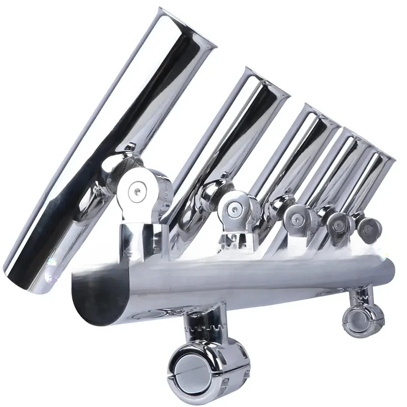 Boat Accessories 5 Tube Adjustable Stainless Rocket Launcher Fishing Rod Holders, Can Be Rotated 360 Deg