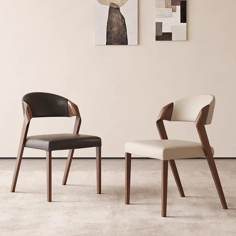 Nordic simple solid wood dining chair modern simple home armrest wabi wind back chair restaurant leisure study chair