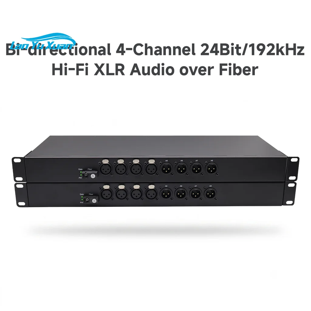 4 Channel 24Bit 192kHz Bidirectional Balanced XLR Audio Over Fiber 1U Rack-mount Hi-Fi Bidirectional XLR Audio Fiber Converter