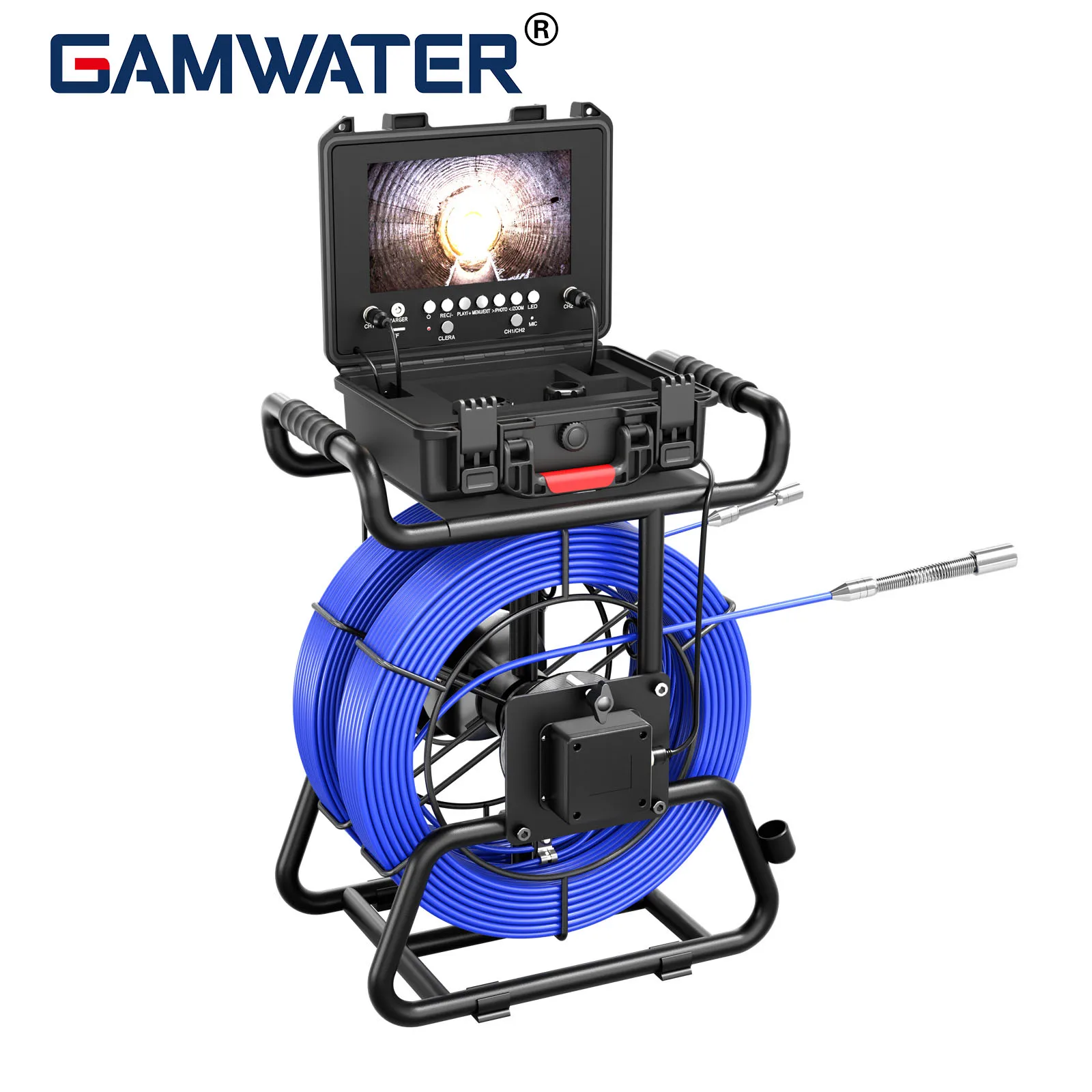 

Sewer Pipe Inspection Camera 9“+Dual-Lens Borescope 1080P Sewer Camera +Meter Counter 7MM Fiberglass Cable+512HZ Self-leveling