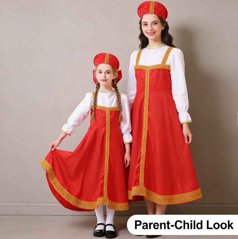 

Русский народный костюм, украинская традиционная одежда для родителей и детей, для спортивных мероприятий, вечеринок, выступлений