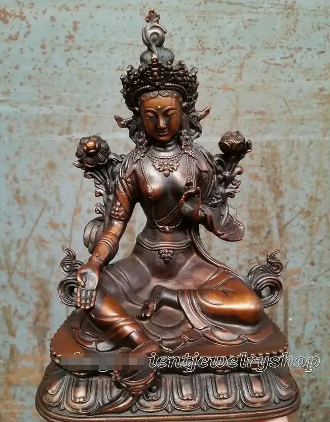 

Antiques green Tara Buddha Figure Bronze Sculpture from Tibet Budda Old Statue