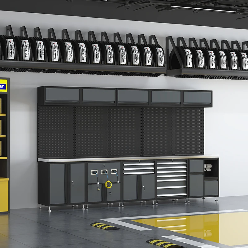 Lemari Garasi Tugas Berat Bengkel Penyimpanan Multifungsi Kabinet Alat Modular untuk Lemari Alat Logam Meja Kerja