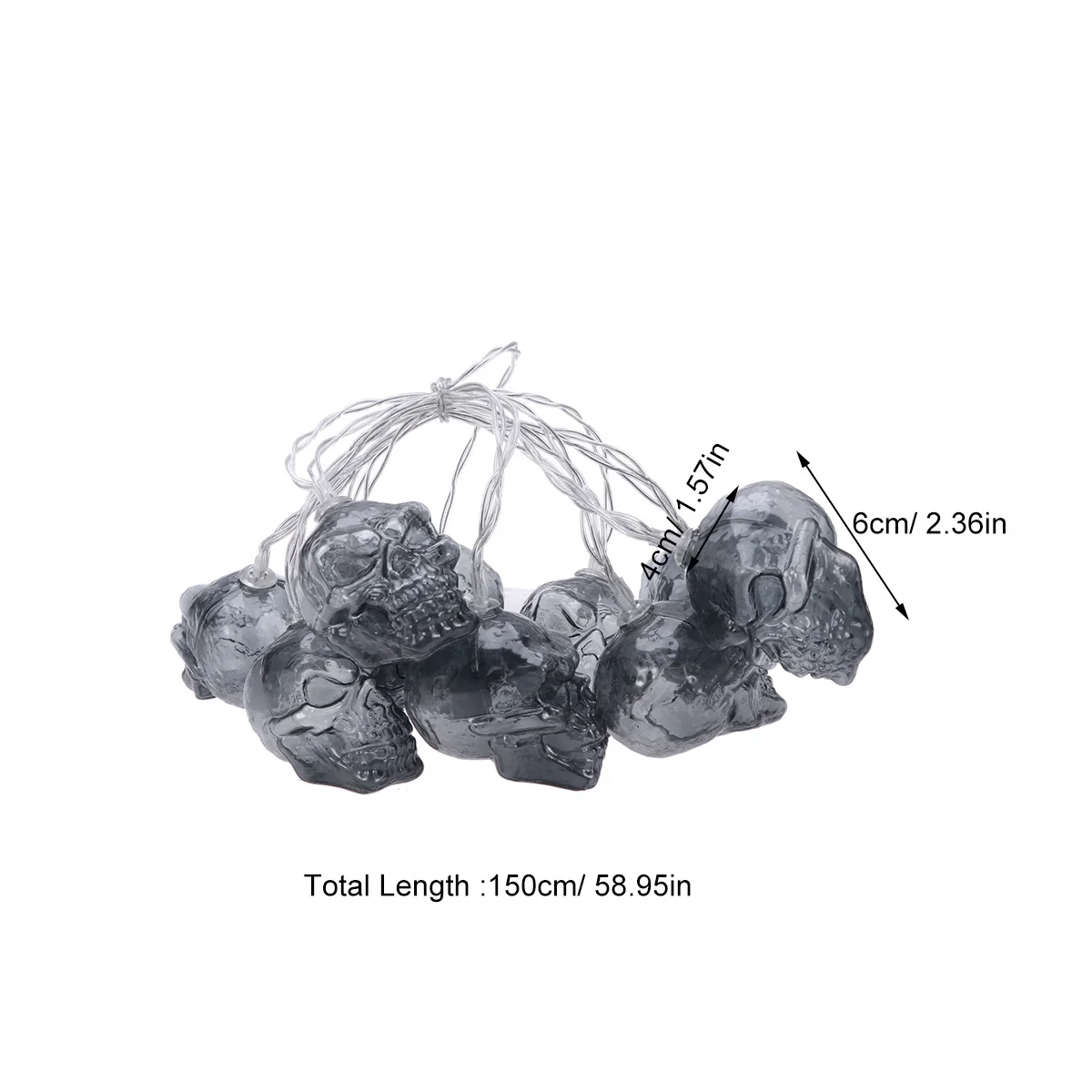 1.5m Halloween Skull LED String Lights Powered Fairy Lights para Patio Party Garden Holiday Decoração Interior Exterior