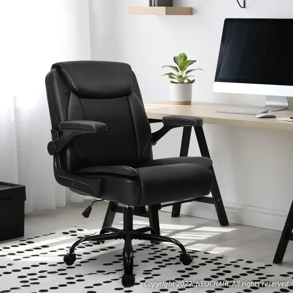 Silla de escritorio ajustable con respaldo medio para ordenador, cómoda silla ejecutiva de cuero PU ergonómica para juegos, soporte para el hogar