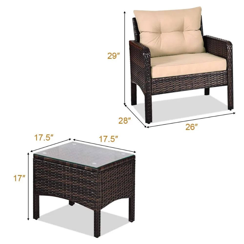 Ensemble de meubles d'extérieur, chaises WUNICEF, table basse en verre, tous temps, jardin, pelouse, côté piscine, arrière-cour, porche, 3 pièces