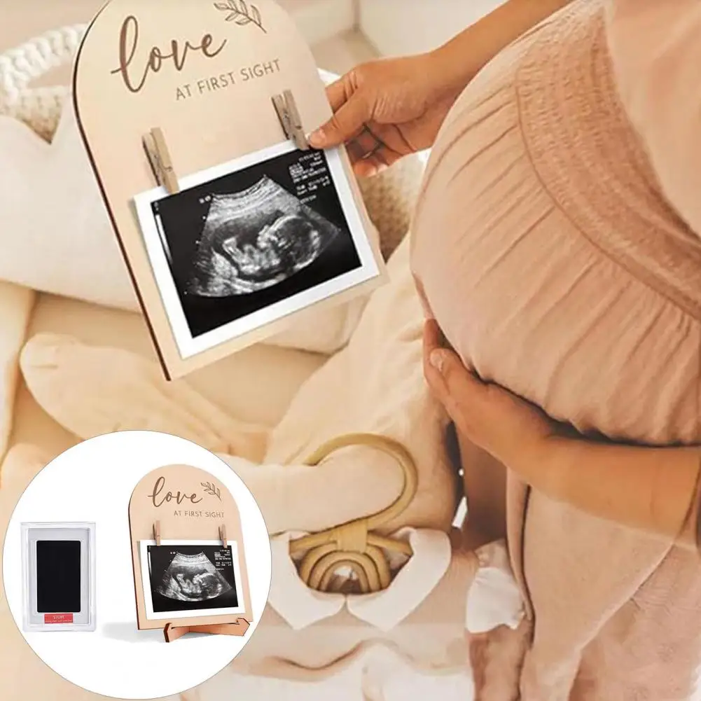 Ultrasounds Photo Frame Desktop Decoration Wooden Baby Sonogram Picture Frame Ornament Mother Baby Birth Keepsake Gift