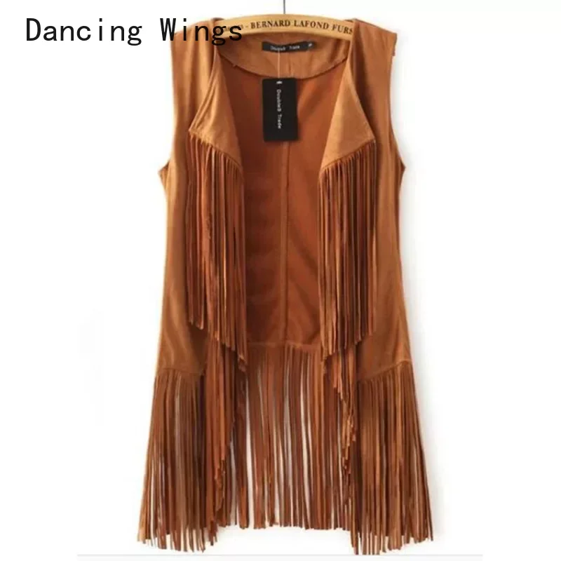 

Women's Vest Coat Autumn Winter Fashion 2024 Suede Ethnic Tassels Fringed Vest Cardigan Female Sleeveless Jackets Vest