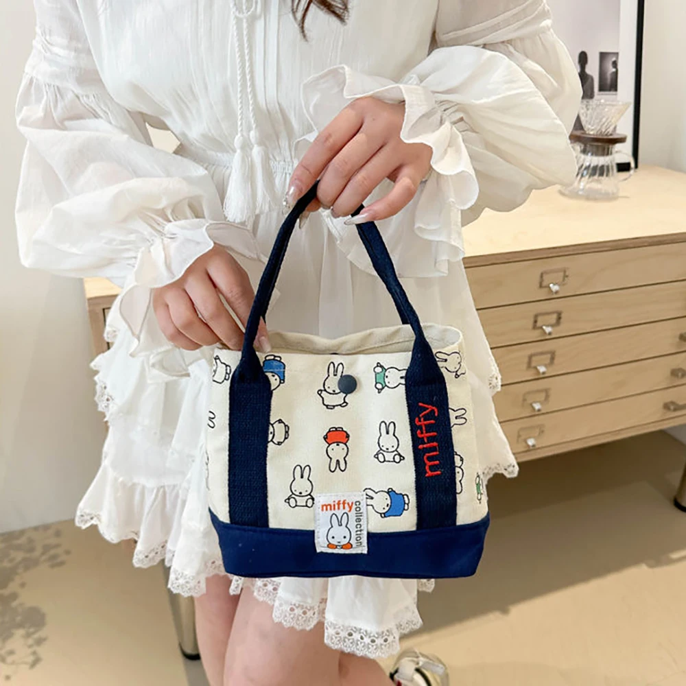 HEISSER VERKAUF Kawaii Miffy Niedliche Handtasche Cartoon-Kaninchen Leinwand-Stickerei Modische Bento Multifunktionale Aufbewahrungstasche Mädchengeschenk – Detail 5