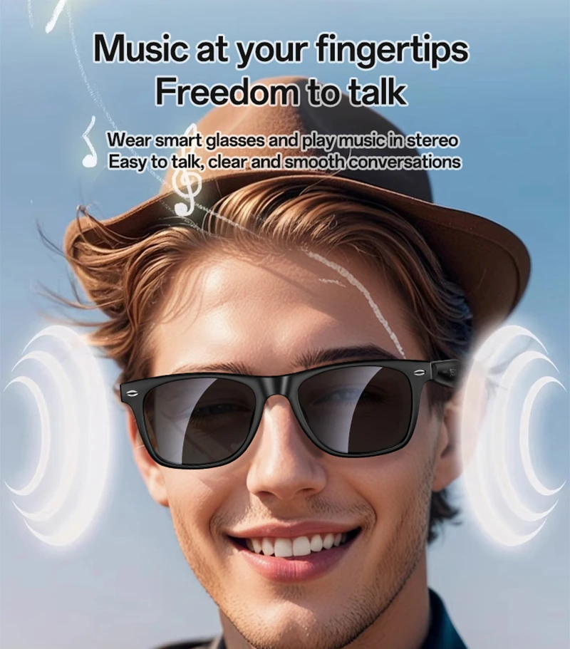 نظارات Yesido الذكية بلوتوث لركوب الدراجات، نظارات الموسيقى الرياضية مع حماية من الأشعة فوق البنفسجية، بطارية تدوم طويلاً، مريحة ومقاومة للماء