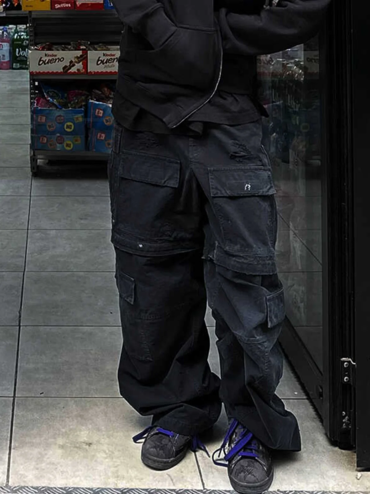 

Parisian Sle Detachable ket Cargo Loose Wide Leg Workwear Trousers Kanye Casual Faion Youthful Energy All Seasons