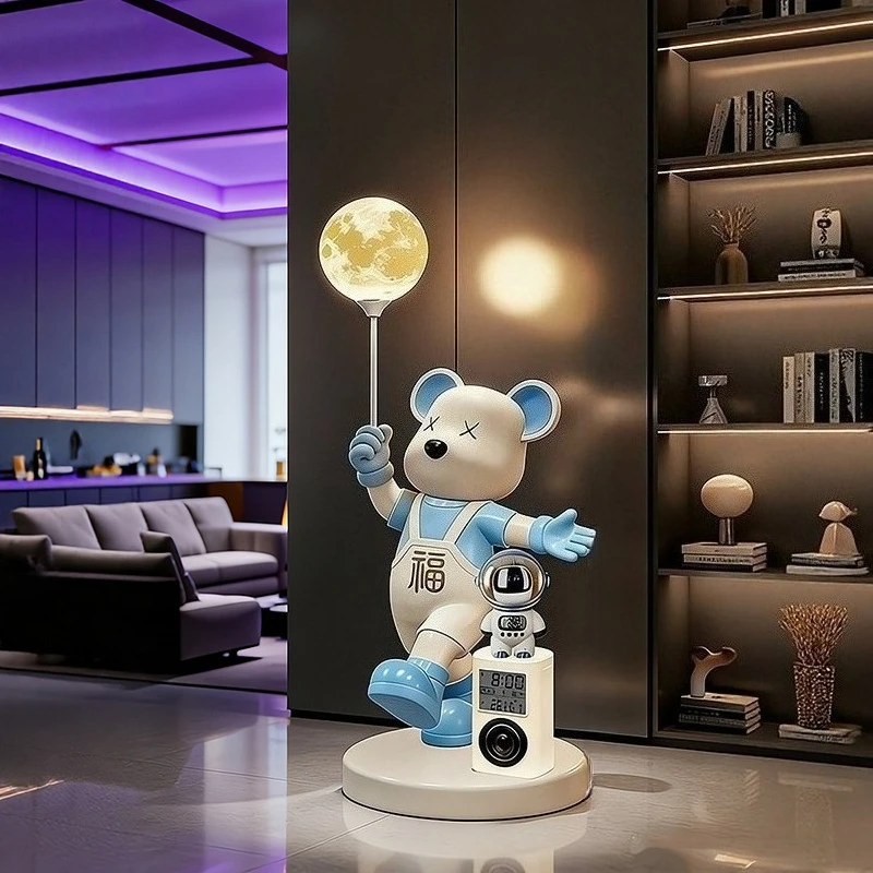 Home Decor Creative 133CM Luminous Bear Statue Large Floor Decor Living Room Cute Bluetooth Speaker Sculpture Art Ornaments Gift