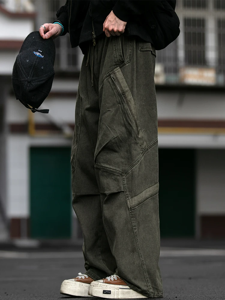 

Американские прочные брюки-карго в стиле парашютиста, свободные повседневные хлопковые брюки для молодых мужчин, модный бренд