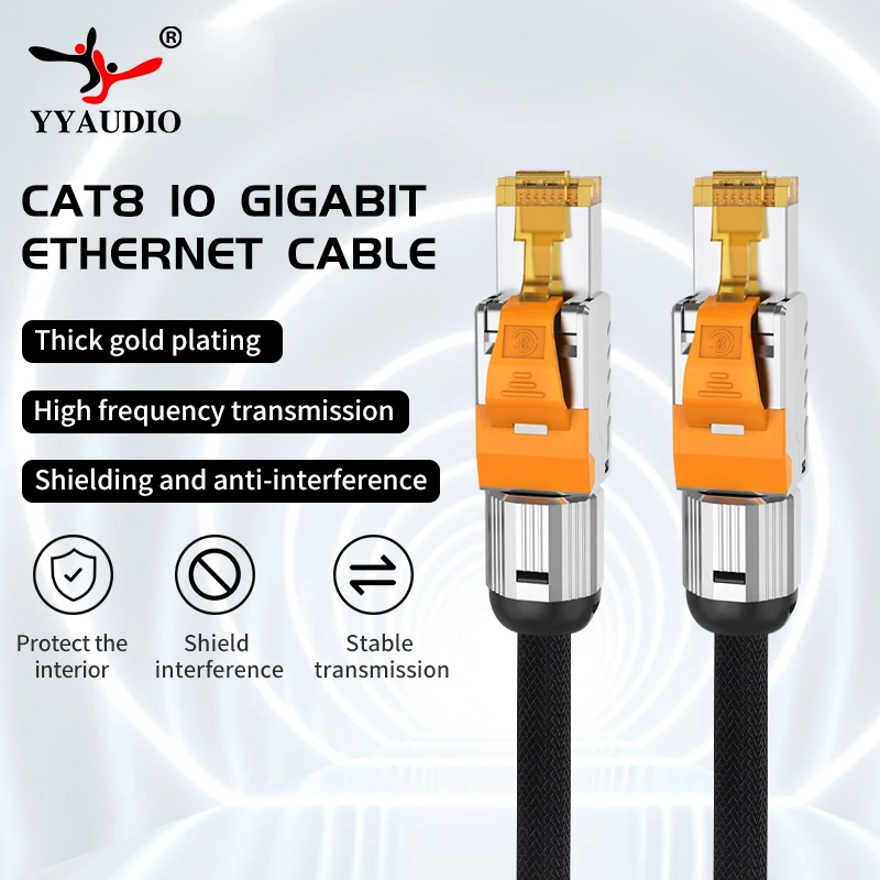 

Cat8 Ethernet Cable With Gold Plated RJ45 Connector 40 Gbps High Speed Ethernet LAN Network for Tv Laptops PS Ps4 Router RJ45