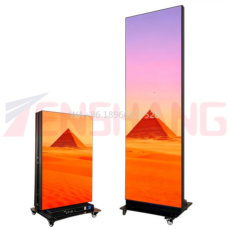 من خلال WiFi للتحكم في شاشة ملصق Led داخلية P1.86 P2.5 لوحة إعلانات كاملة الألوان Hd ملصق قائم شاشة LED #1