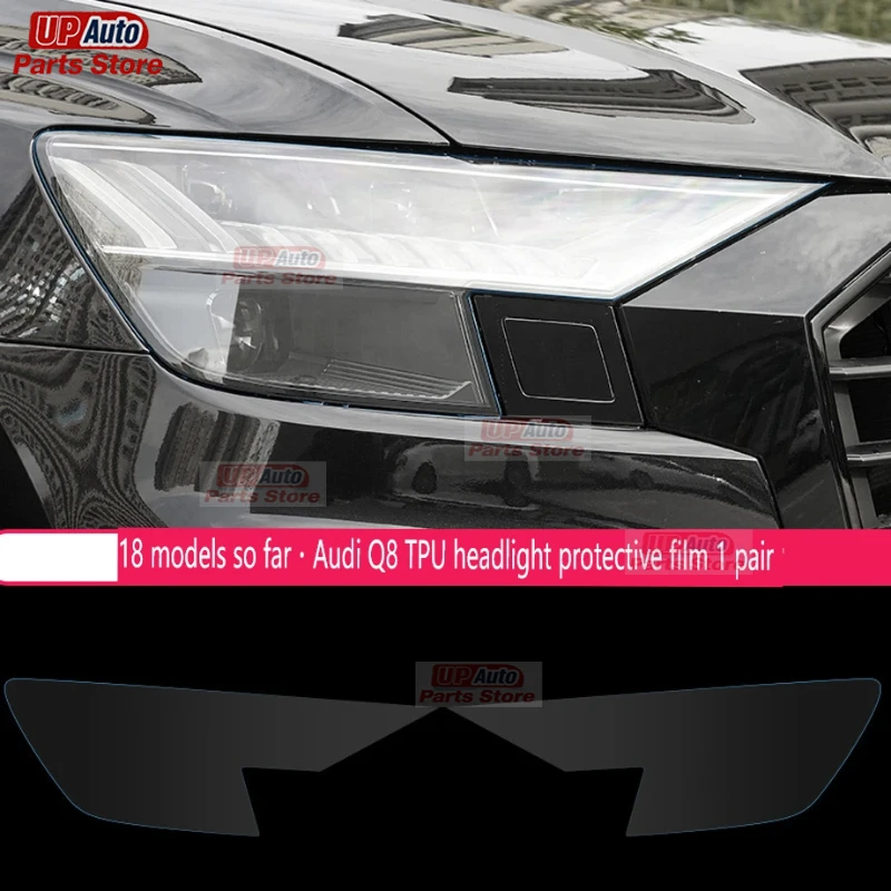 

2 Pcs Car Headlight Protective Film Headlamp Restoration Transparent Black TPU Sticker for Audi Q8 2018-2024 Accessories
