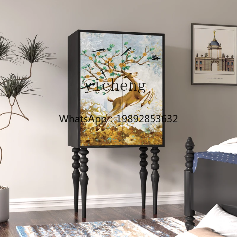 ZZ XL Retro Chest of Drawers Solid Wood Storage Cabinet Decorative Locker Small Apartment Fortune Deer