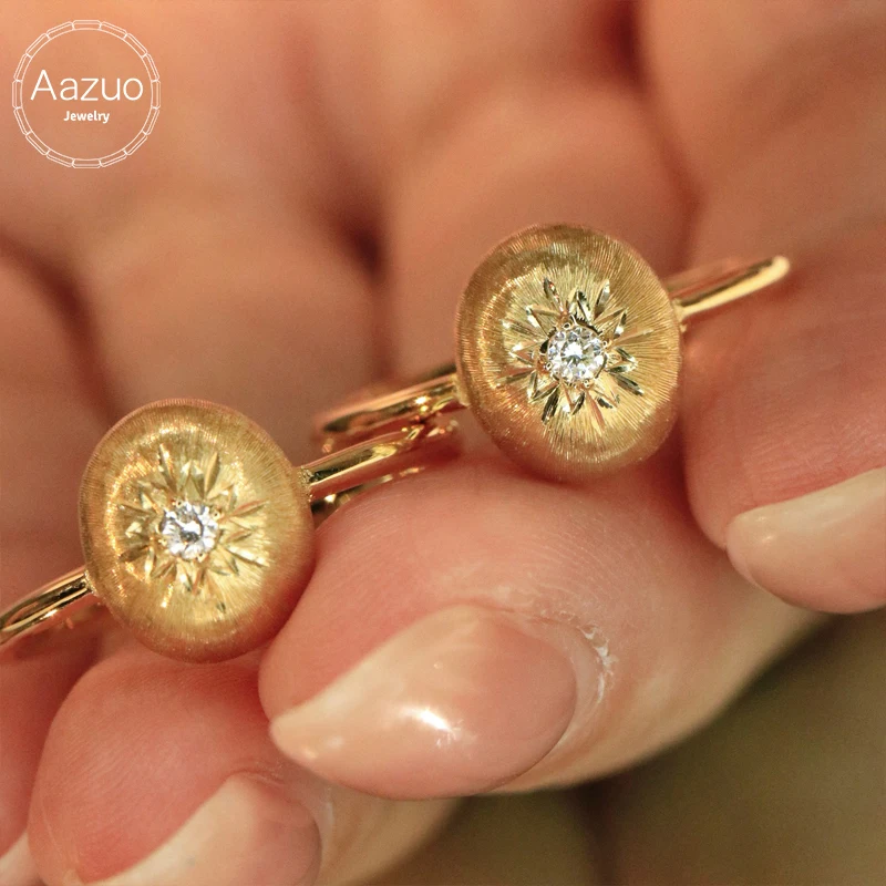 

Aazuo винтажные ювелирные изделия из 18-каратного цельного золота, желтого золота, настоящие натуральные бриллианты, классическое круглое кольцо, подарок для женщин, помолвка, вечеринка Au750