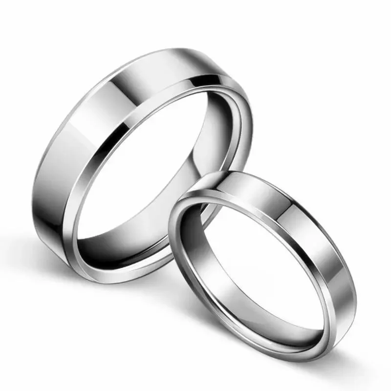 Simple 4mm/6mm Unisex Ring Stainless Steel Smooth Surface Polished Basic Wedding Rings for Women Love Party Jewelry Gift Anillos