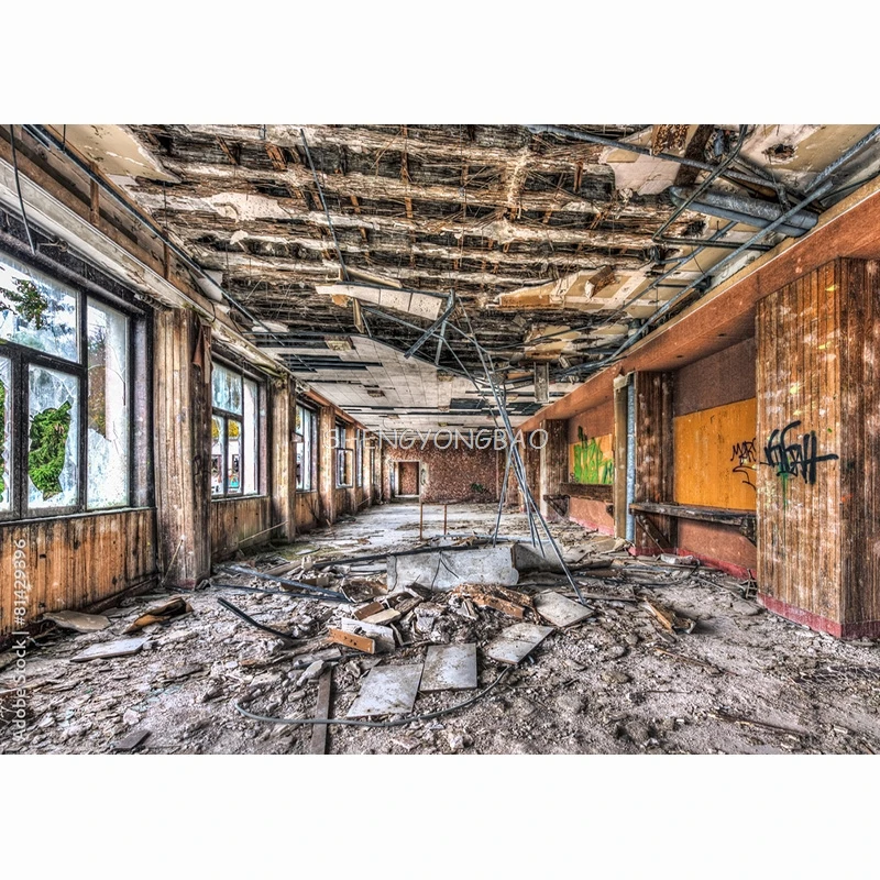 Vintage Theme Photo Backdrops Retro Factory Interior Graffiti Old Brick Wall Photography Background Studio Props PJT-05