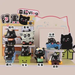 Black Cat Blind Box Happy Life Cat Anime Figure Dolls Blind Bag Mystery Box Decoration Kids Christmas Gift