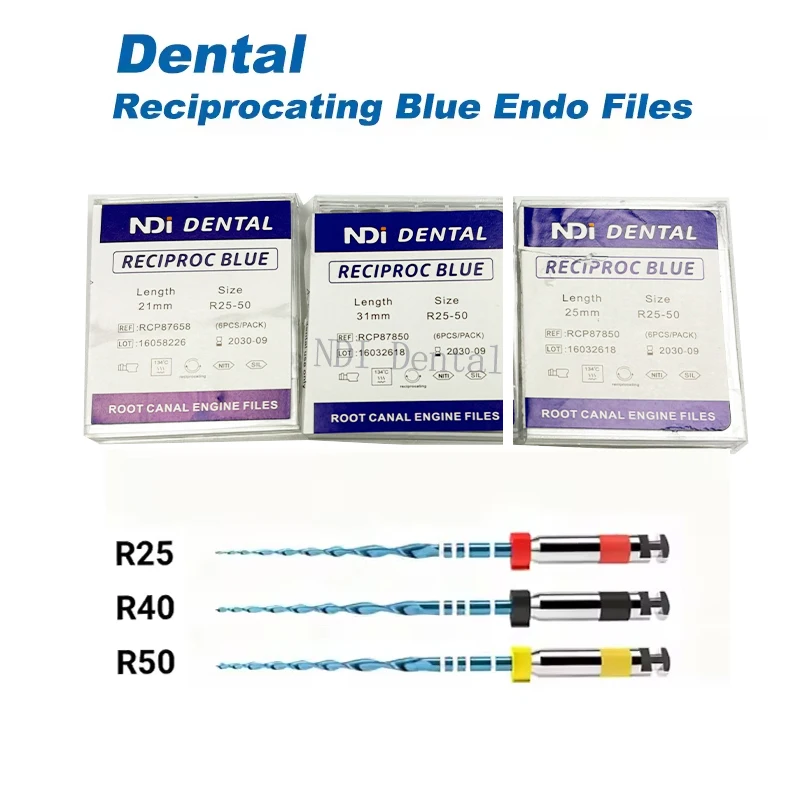 

3 Box/set NDI Reciprocating Rotary Blue Files 21/25/31mm Dental Heat Activation Endo NiTi File Dental Endodontic Rotary Files