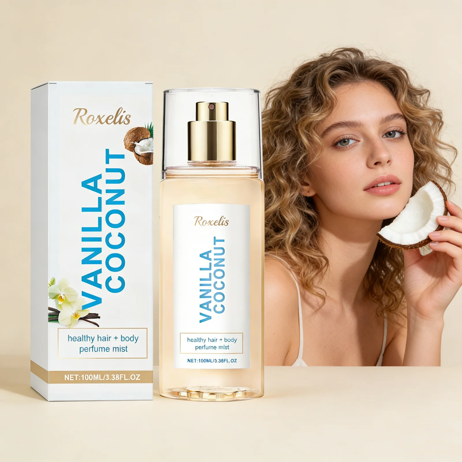 Sweet Vanilla Coconut Body Fragrance Mist Natural Lasting Fresh Fragrance Sweet Scent Refreshing Light Scent Hair Body Perfume