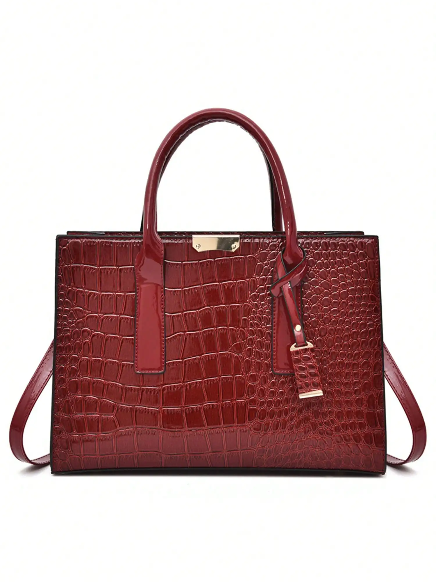 

Women's PU Leather Crocodile Pattern Crossbody Bag – Adjustable Strap Elegant Top Handle Tote