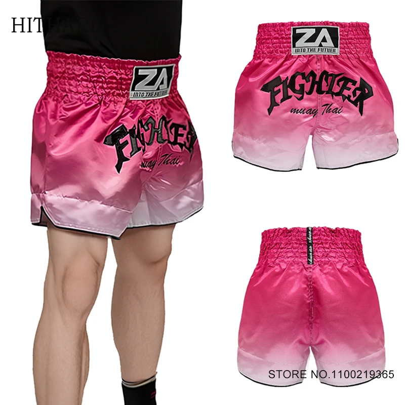 

Muay Thai Shorts Gradient Pink Thai Boxing Shorts Fight Kickboxing BJJ MMA Pants Men Women Kids Youth Martial Arts Training Wear
